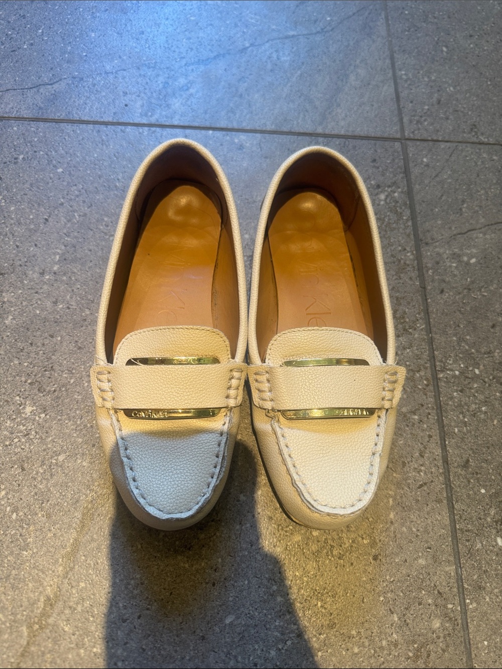 Cole Haan Cream Leather Bit Loafers